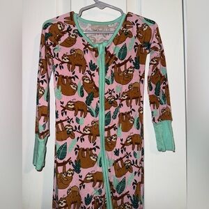 Little Sleepies Sloth Pajama Set - Pink and Green